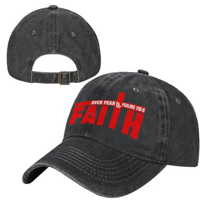 Religion Christ Christian Jesus Baseball Cap for Men Women Adjustable Retro Washed Golf Dad Caps Funny Graphic - color: Faith Over Fear Christ Christian
