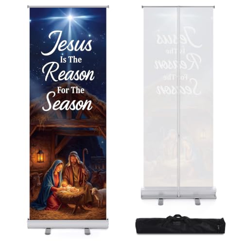 Ceenna 63" x 23.6" Christmas Nativity Retractable Banner with Bag - style: Christmas Nativity