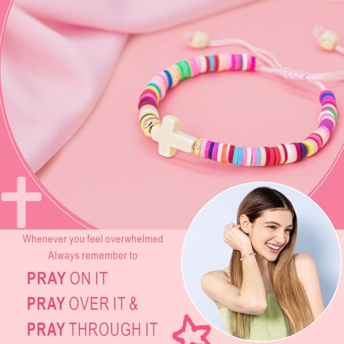 Cute Cross Bracelet Teen Girl Gifts Trendy Stuff Christian Gifts for Kids/Girls/Boys/Teens/Women Jewelry Colorful Jesus Bracelets Christmas Religious Communion Baptism Confirmation Gifts - color: 3-Pray