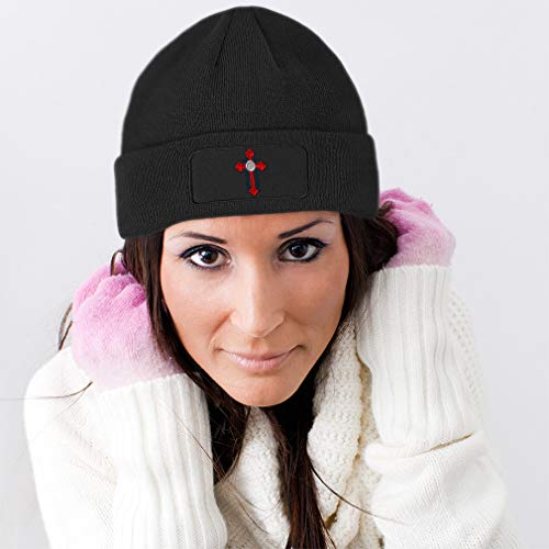Custom Patch Beanie Cross God Faith Jesus Christ Christian Skull Cap Hats for Men & Women Acrylic One Size - color: Black Design Only