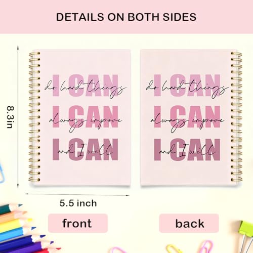 Christian Pink Inspirational Spiral Notebook 5.5x8.3 Inch, I Can Do All Things Lined Prayer Journal for Bible Study, Motivational Bible Verse Gifts for Women Teen Girls - color: I Can