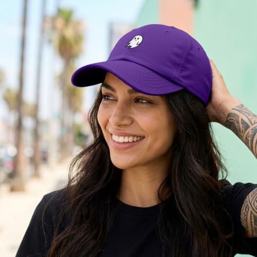 DALIX Ghost Embroidered Mens Womens Cotton Dad Hat Baseball Cap Adjustable - color: Purple