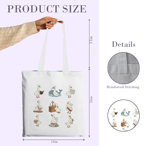 Chicimln Christian Goose Tote Bag, off to Praise the Lord Bible Verse Canvas Tote Bags - color: White 13