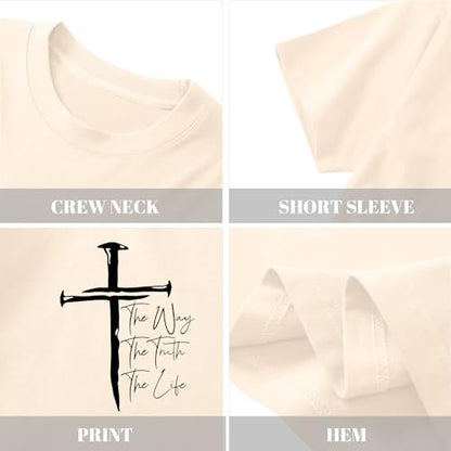 Christian Shirts for Men Faith Cross Shirt Jesus Religious Tshirts Bible Verse Inspirational Oversized Graphic Tees - color: Apricot, size: XX-Large