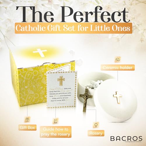 Baptism Gifts for Girl, Baptism Gifts, Catholic Baptism Gifts, Kids Rosary Beads Catholic, Baby Baptism Gifts, Christening Gifts for Girls, Christening Gifts for Girls, First Communion Gifts. - color: White/Golden