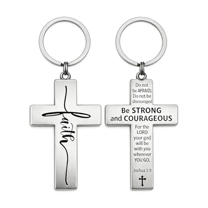 Cross Keychain for Men Women Teens, Christian Bible Verse Jesus Keychain, Religious Inspirational Scripture Accessories for Baptism First Communion Birthday Graduation