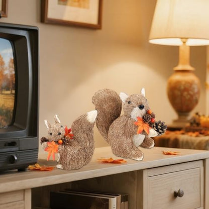 winemana Set of 2 Fall Decorations for Home Squirrels Table Decor - style: style 3