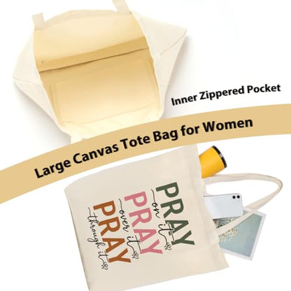 Faith Canvas Tote Bag, Christian Gifts for Women Girls Mom Sister Inspirational Bible Verse Birthday Christmas - color: Colorful Christian 820