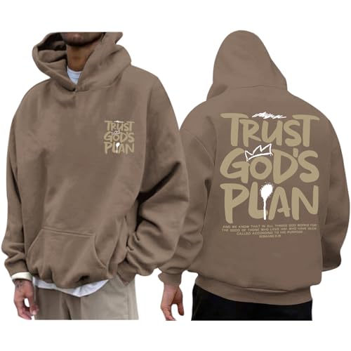 Christian Hoodies for Men Jesus Hoodie Religious God Sweatshirts Faith Bible Verse Sweatshirt Inspirational Pullover - color: Coffee, size: Small