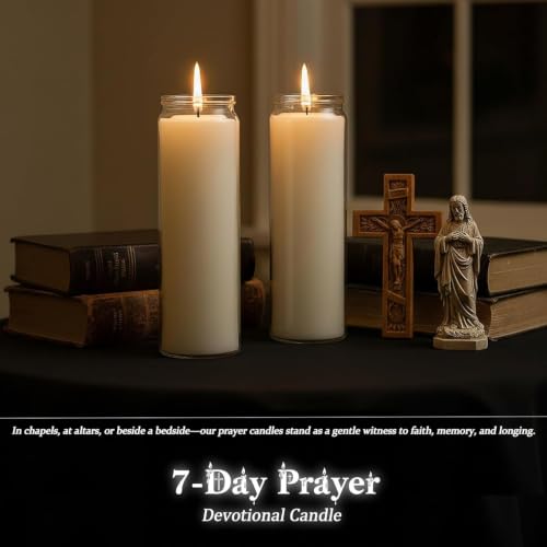 12-Pack of 2x8 Inch White Candles in Glass, Unscented Prayer Candle,Suitable for Various Occasions Such as:Memorials,Religious,Catholicism,Churches,Altars,Vigils,etc.