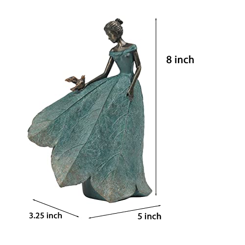 Guichifun Fairy Statue Leaf Angel Girls Gardening Gifts for Women - color: Green-bird, size: Small
