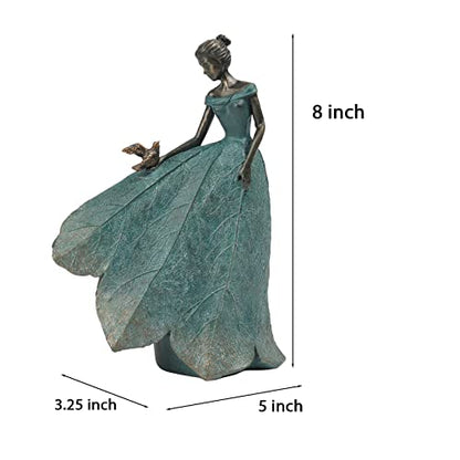 Guichifun Fairy Statue Leaf Angel Girls Gardening Gifts for Women - color: Green-bird, size: Small