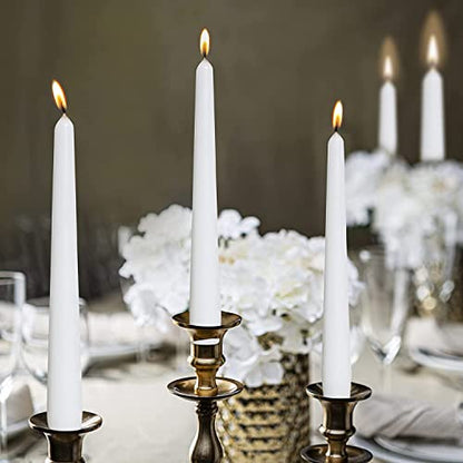 BOLSIUS 20 Count Unscented 10 Inch White Household Taper Candles - 8 Hours Burning Time - Premium European Quality - Smokeless Dripless Candlesticks - Perfect for Weddings, Parties, and Everyday Use - color: White, size: 20 Count