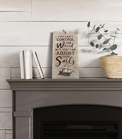 YZEXEZY Sail Boat Decor-You Can't Control The Wind But You Can Adjust Your Sails Sign12" x 6" Nautical themes Decor for Lake House Cabin Gifts for Sailors Sailing Enthusiasts - style: Sails Sign