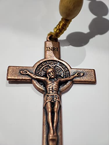 tenghong2021 Wooden Christian Catholic Rosaries Necklace Prayer Beads Holy Cross Catholic Wood for Men Women Pastor - color: Dark Brown