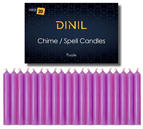 Dinil – Set of 20 Purple Spell & Chime Candles – Premium Mini Taper Candles for Rituals, Prayer, Birthdays, Meditation, Altar, Spells, Chime Candles - 4 Inch Tall, Unscented (Purple) - color: Purple, size: 20 Pack