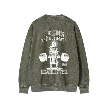 Fall Oversized Crewneck Sweatshirt for Women Men Jesus The Ultimate - color: Army Green, size: X-Large