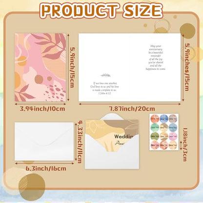 Motiskyy 48 Sets Religious Anniversary Cards Bulk for Wedding Couple Christian Happy Anniversary Cards with Envelopes and Stickers Bible Verse Scripture for Wife Celebrating Moment(Boho) - style: Boho