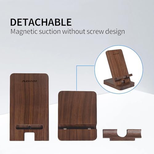 Wood Phone Stand, Desktop Wooden Phone Holder, Portable Office Phone Stand for Desk, Wood ipad Stand, Compatible with iPhone & All Cell Phones (Walnut) - color: Walnut Wood