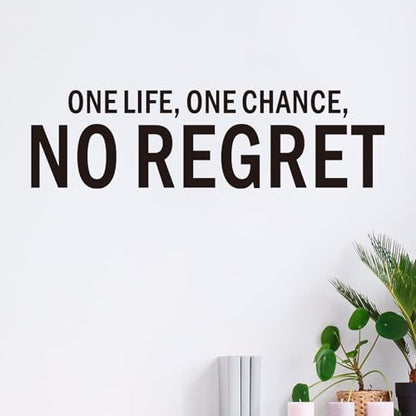 Inspirational Wall Stickers for Living Room: Motivational Quotes Office Gym School Classroom Garage Bedroom Vinyl Art Wall Decals - One Life One Chance No Regret 25" X 7" - color: One Life One Chance No Regret, size: Small
