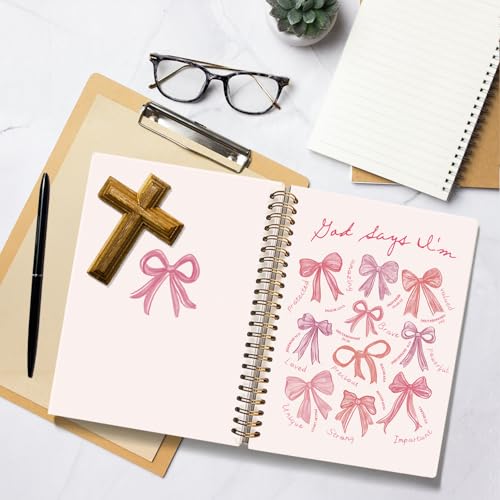Coquette Pink Bow God Says I am Christian Notebook Journal for Women - color: God Says I'm