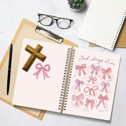 Coquette Pink Bow God Says I am Christian Notebook Journal for Women - color: God Says I'm