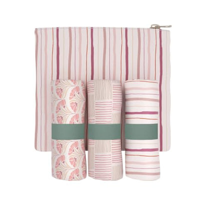 Pure Sage Reusable Grocery Bag - Stylish Shopping Bags for Groceries - Foldable Tote Bag - color: Rose 3 Medium
