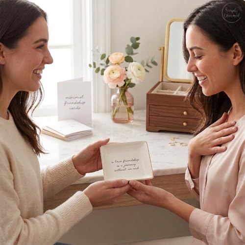 Simply Charmed Best Friend Gift for Women - Birthday Gift for Friend - Ceramic Ring Dish for Her Jewelry - Trinket Tray or Dish - style: True Friend