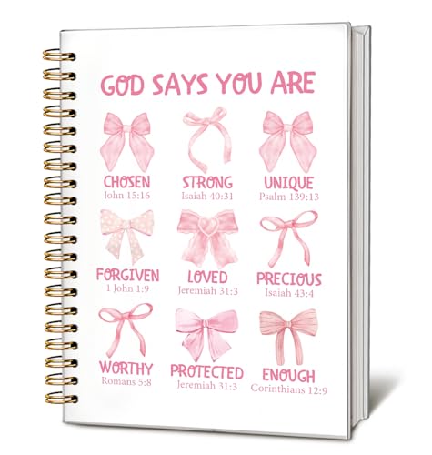 Bible Journal for Women Coquette Bows Cute Study Supplies Pink - color: God Says You Are