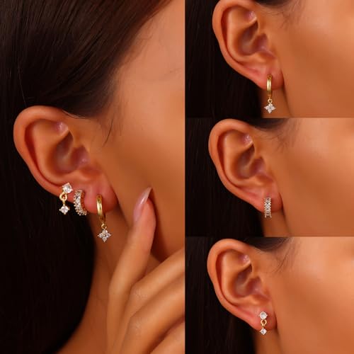 18K Gold Plated Hoop Earrings for Women, NICKEL-FREE & HYPOALLERGENIC, Timeless Jewelry Gift - color: Gold-A