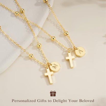 Turandoss Cross Necklace for Girls, Cross Jewelry Birthday Baptism Gifts - color: L