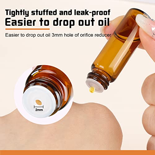 Teenitor 100pcs Essential Oil Bottles, 5ml Essential Oil Bottles Empty Glass Anointing Bottles, Small 5ml Oil Vial, Sample Bottles - size: 5ML