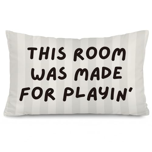 Kids Playroom Decor 12x20 Pillow Cover - color: 01-this Room Was Made for Playin(white)
