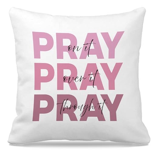 Nogrit Inspirational Pillow Covers - Decor 'Pray Over It' Bible Verse Pillow Cover, Christian Gifts for Women, Throw Pillow Cover 18x18 Inch - color: Pray