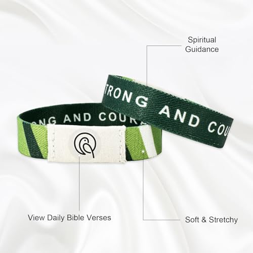 NFC Bible Verse Bracelets, Green - color: BE STRONG AND COURAGEOUS
