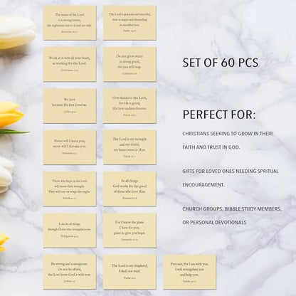 Bible Verse Cards, 60 Scripture Cards with Bible Verses - color: Beige