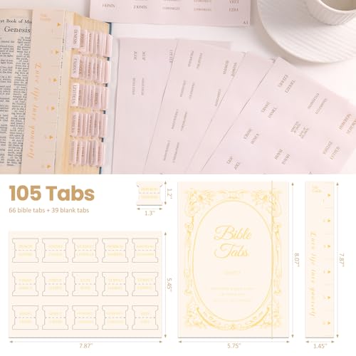 Laminated Bible Tabs for Women Men, Creamy, Gold Foil Embossed Lettering - style: Gold Foil Creamy