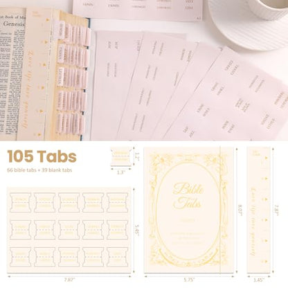 Laminated Bible Tabs for Women Men, Creamy, Gold Foil Embossed Lettering - style: Gold Foil Creamy
