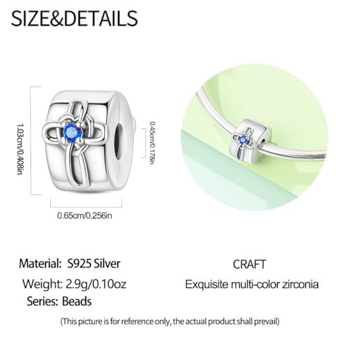 Clip Stopper Beads Fit For Pandora Bracelet, Spacer Charms For Bracelets - color: Cross-2Pack