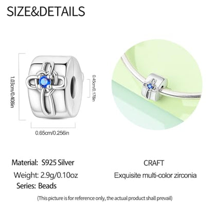 Clip Stopper Beads Fit For Pandora Bracelet, Spacer Charms For Bracelets - color: Cross-2Pack