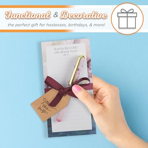 Christian Art Gifts Magnetic Notepad & Pen Set, Trust in the Lord Scripture - color: Purple & Teal Floral/Trust in the Lord
