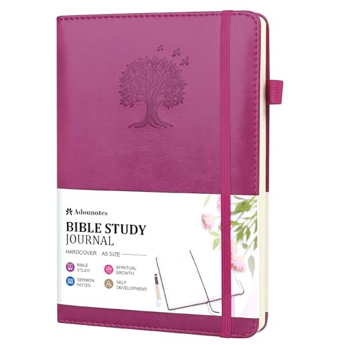 Bible Study Journal Scripture Notebook - Christian Note Taking Kit with Guided Prompts - Inspirational Religious Gifts - Faith Based Stationery Supplies for Church Notes (Fuchsia) - color: Fuchsia