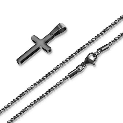 M MOOHAM Cross Necklace for Men, Stainless Steel Cross Chain - color: Black: Cross Pendant 1"*0.6"