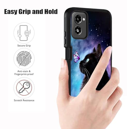 Designed for Moto G Power 5G 2024 Case, Military Grade Heavy Duty 3-Layer Shockproof Full-Body Protective Cover for Motorola Moto G Power 5G 2024, Cat and Butterfly - color: Cat and Butterfly
