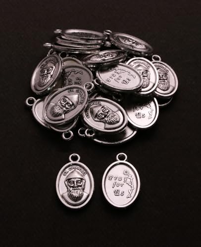 COTTVOTT Saint Therese of Lisieux/Saint Mother Teresa of Calcutta/Divine Mercy Jesus/Mater Dolorosa Patron Saint Medal Charm Pendant for DIY Rosary Necklace Bracelet Jewelry Making Part - color: 30pcs-St. Charbel