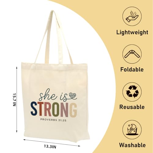 Faith Canvas Tote Bag, Christian Gifts for Women Girls Mom Sister Inspirational Bible Verse Birthday Christmas - color: Colorful Christian 818