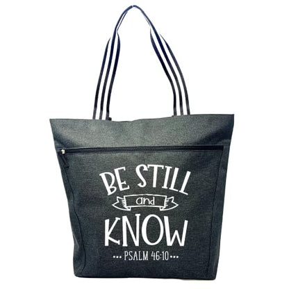 Brooke & Jess Designs Church Bags for Women - Bible Tote Bags for Women, Large Tote Bag for Womens with Zipper - color: Be Still and Know Lexie Black