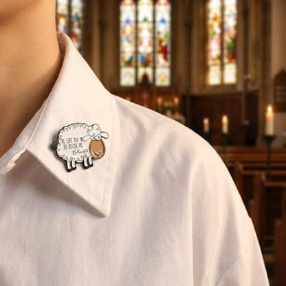 Christian Sheep Enamel Pin, Cute Lamb Lapel Pin Religious Jewelry, Jesus The Good Shepherd Badge for Backpacks, Jackets, Hats, Faith Based Gift for Men Women, White