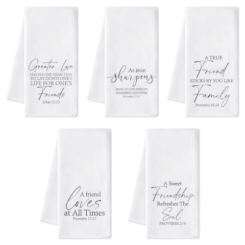 R HORSE 5 Pack Christian Friendship Kitchen Dish Towels - color: Christian Friend