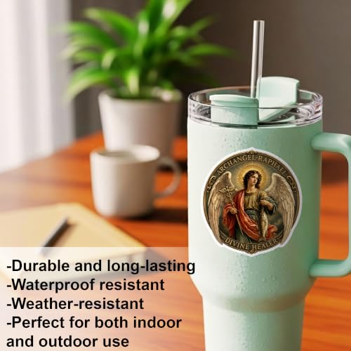 [3PCS] St Raphael The Archangel Sticker, Catholic Saint Angel Decal Gift - color: Archangel Raphael Sticker
